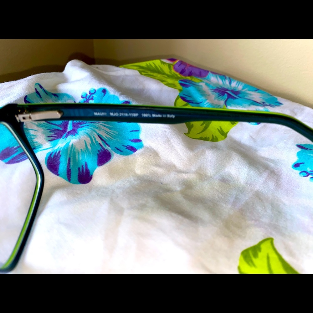 Maui Jim eye glass frames teal blue w/ lime - Picture 6 of 8